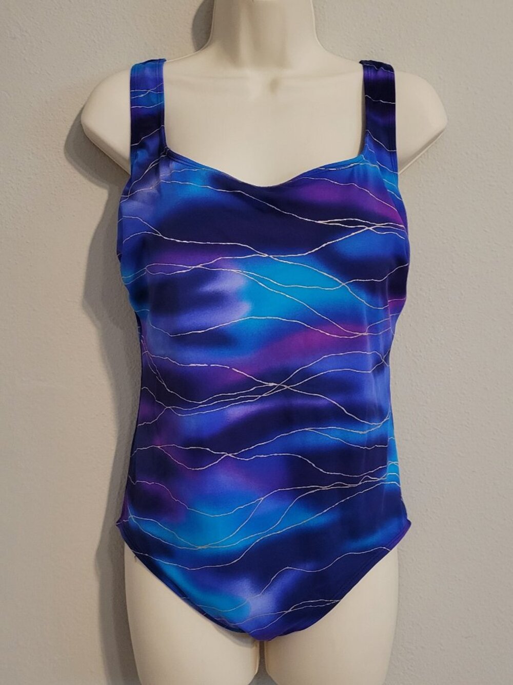 Longitude Robby Len womens watercolor tropical SWIMSUIT sz. 14